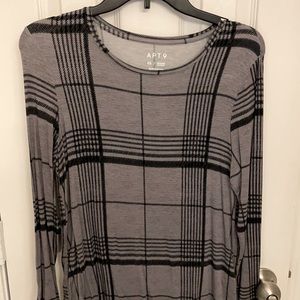 Apt 9 top, grey and black, plaid pattern